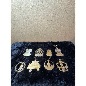Vintage Vernon  & Other Brands Metal Christmas Ornaments Set Of 8